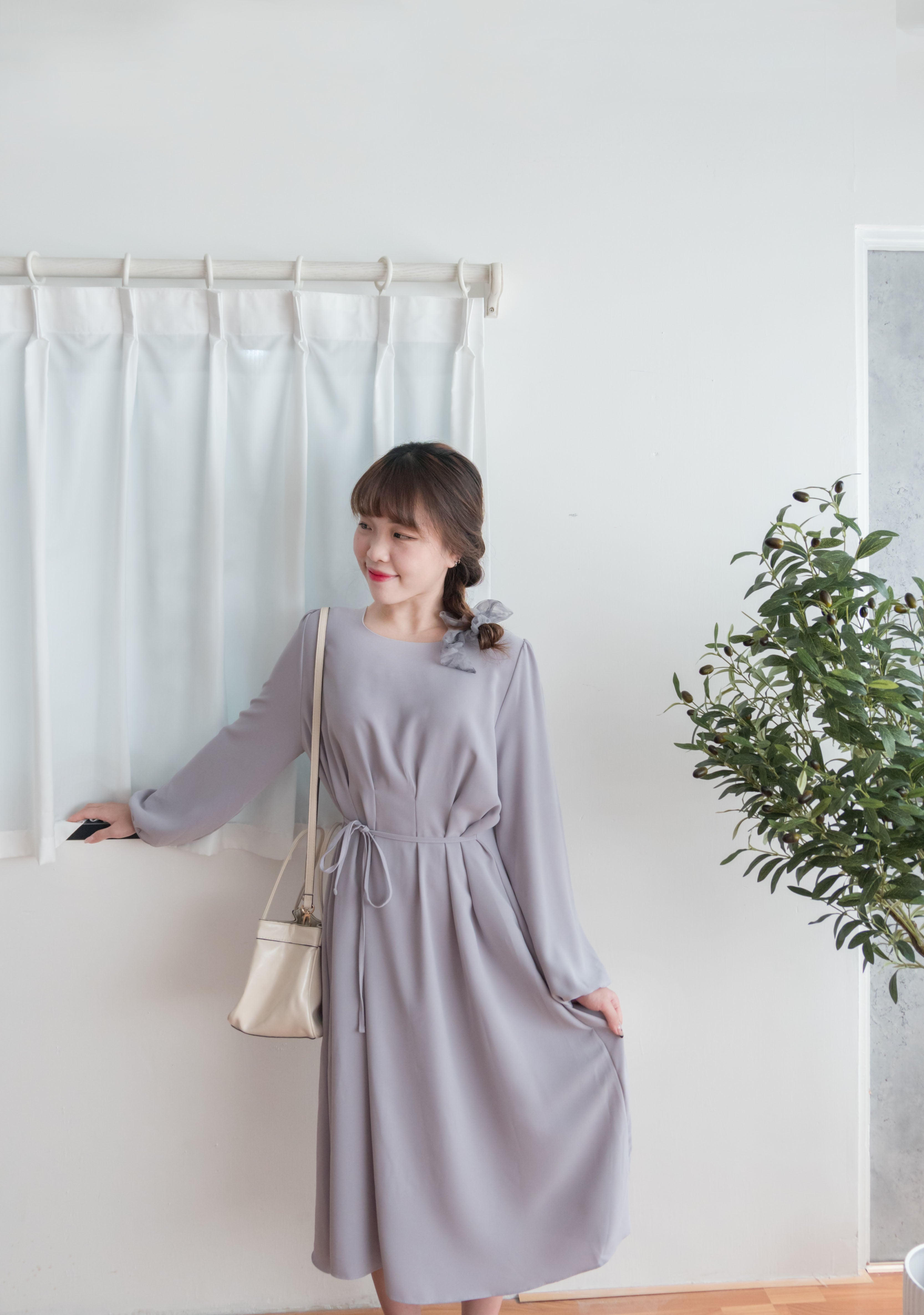 !limited restock! Lavender 薰衣草前後車褶輕修腰, Dress/ DS9114