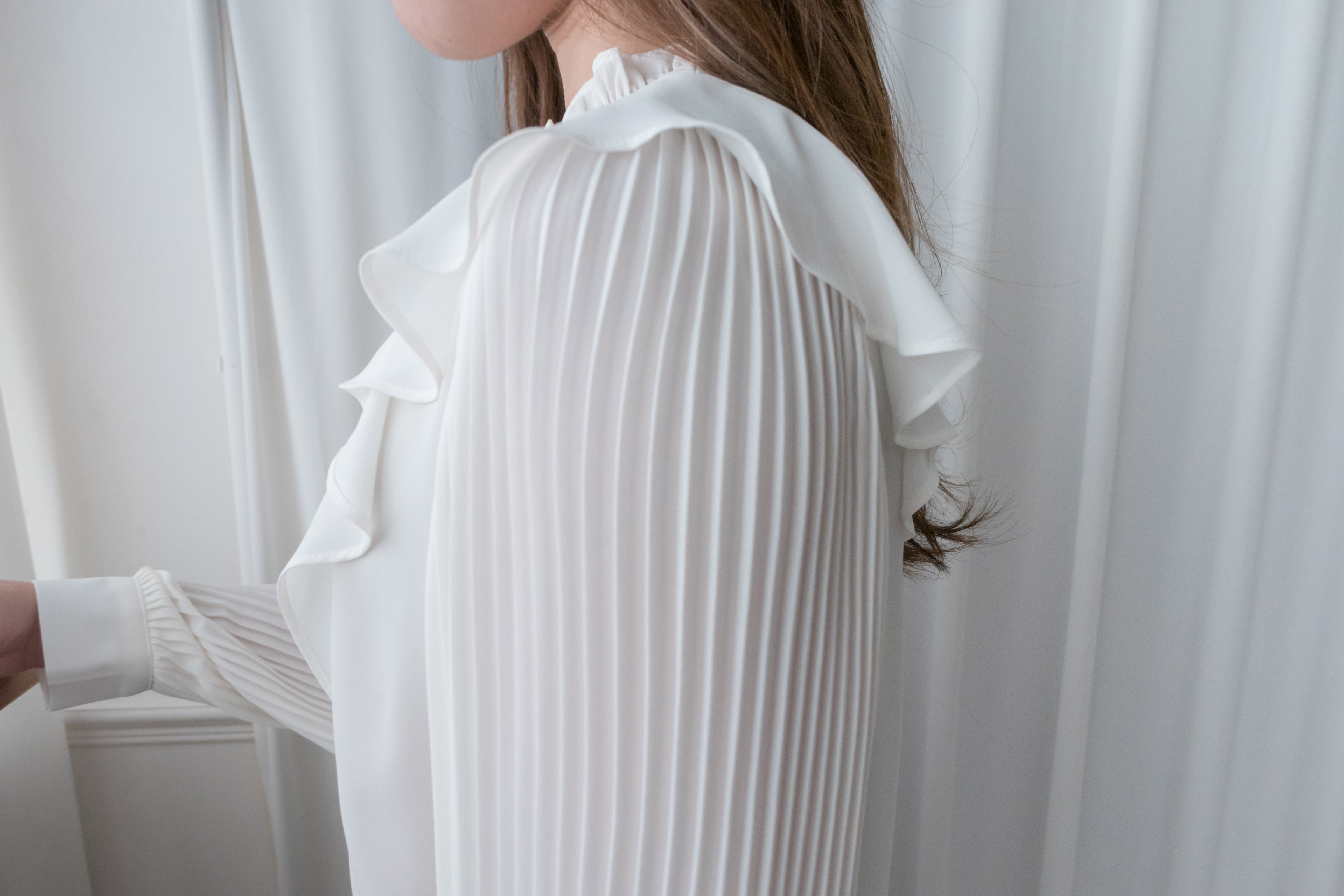 Ruffle pleat 細緻雪紡蝴蝶帶百褶手褶, Blouse/ BU8888 (palevioletred/navy sold out)