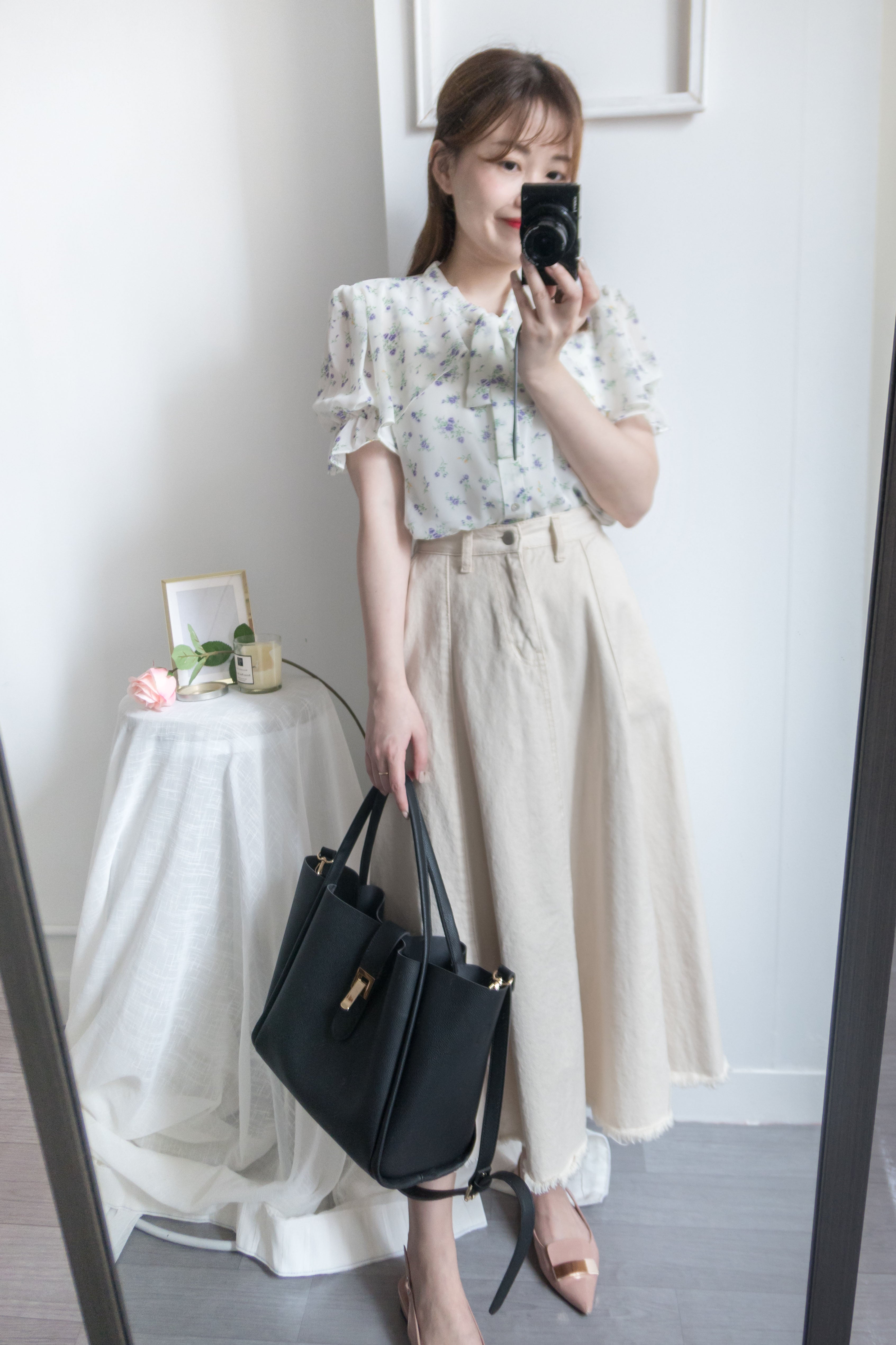 Cute Sleeve 立體手袖小花束蝴蝶領口, Blouse/ BU8533