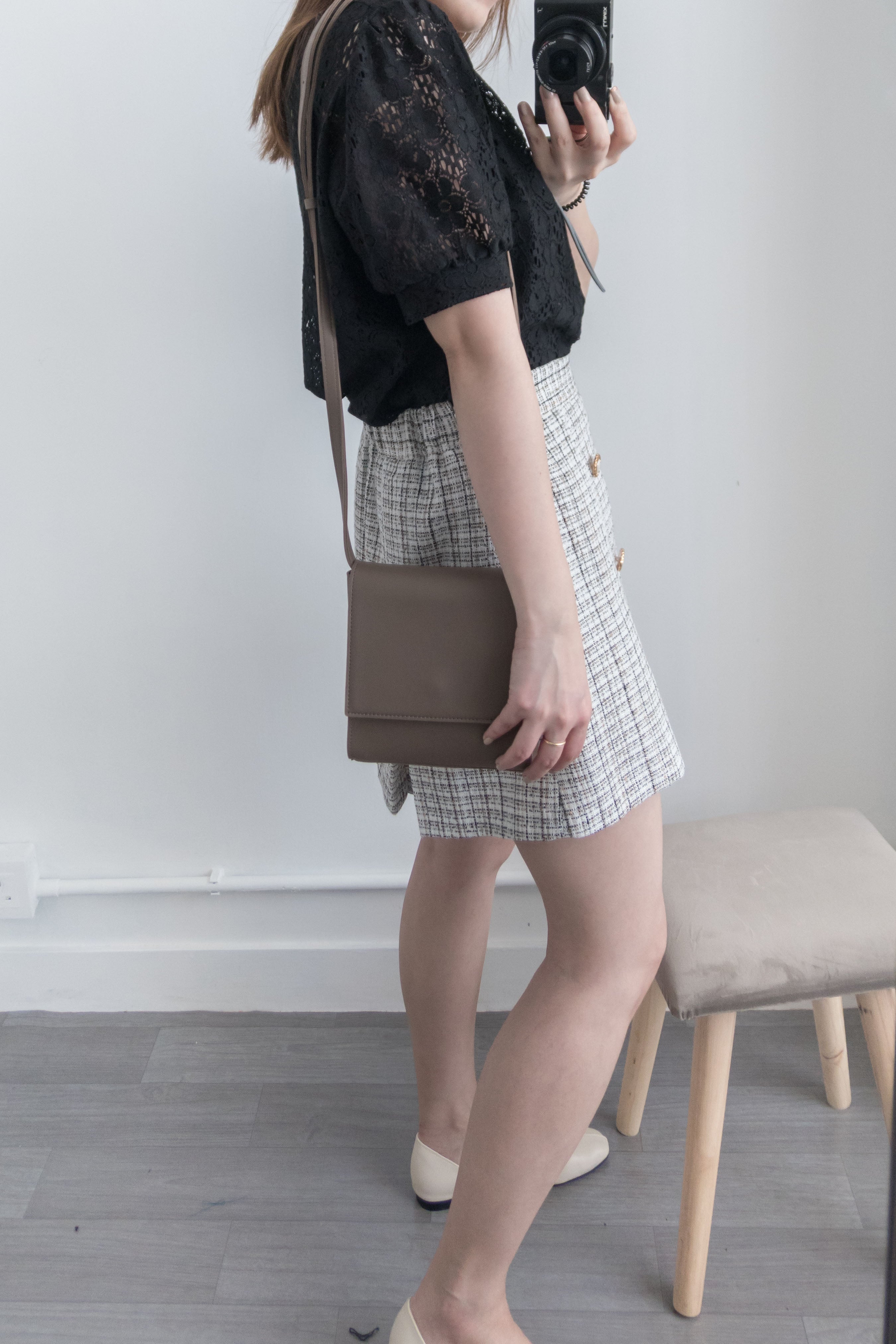 Coco 暗格紋十字線小開叉, Skirt/ SK8351