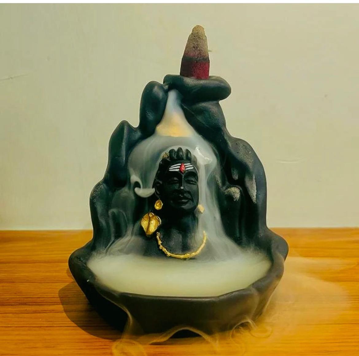 Smoke Fountain Lord Shiva Cone Incense Holder Showpiece with 10 Free S