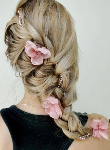 braid with pearls and flowers
