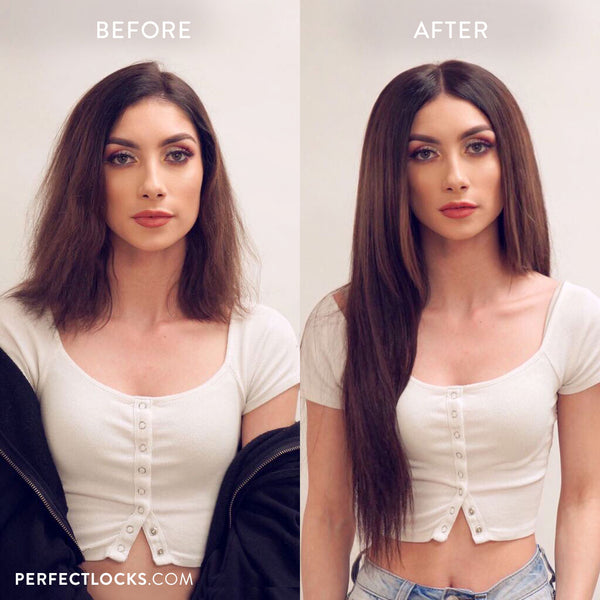before and after hair extensions