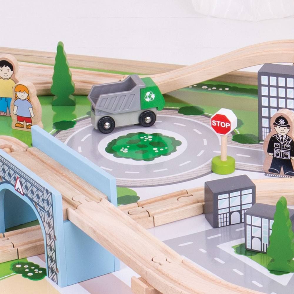 city wooden train set