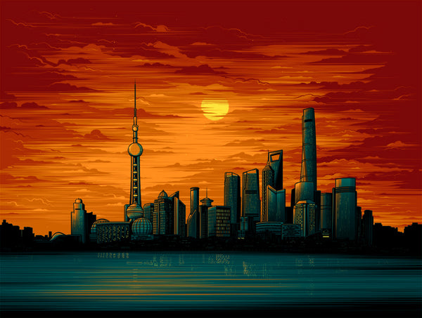 Shanghai Sunset variant by Dan Mumford