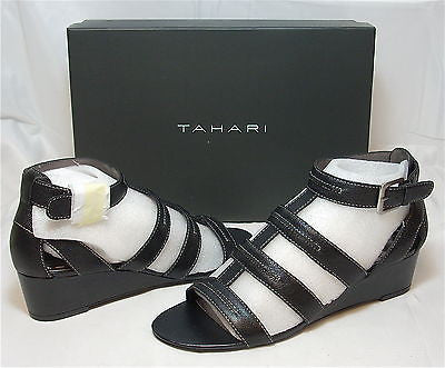 TAHARI Women's Gypsy Wedge - Black Leather - US 8M - NIB - MSRP $105 - ShooDog.com