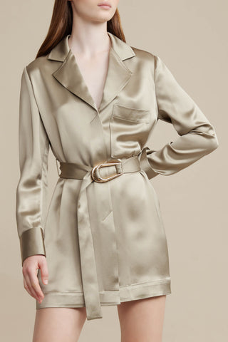 A model wears Acler's Esmond Dress in Moss.