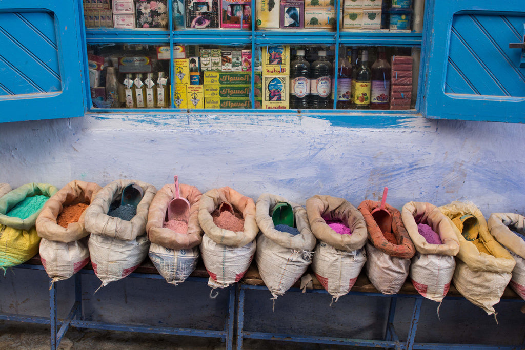 Street Scenes in Chefchaouen, Morocco by Sophee Smiles - Coloured Sacks