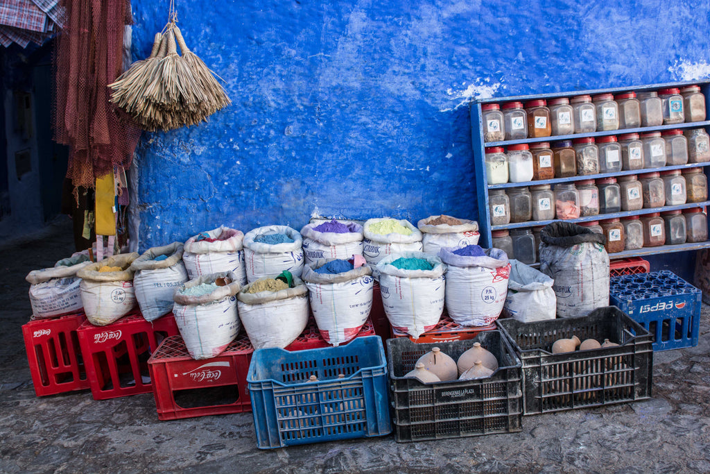 Street Scenes in Chefchaouen, Morocco by Sophee Smiles - Sacks of Spices