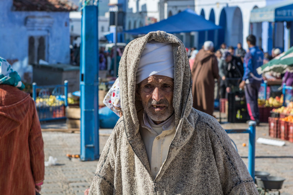 Street Scenes in Chefchaouen, Morocco by Sophee Smiles - Old Man on Street