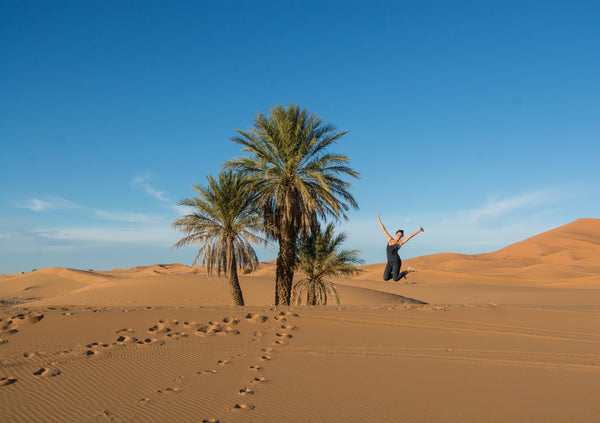 Sophee Smiles - Morocco - Sophee Jumping in Air With Sand Dunes