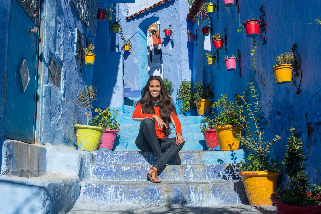 Street Scenes in Chefchaouen, Morocco by Sophee Smiles - Sophee on Blue Staircase