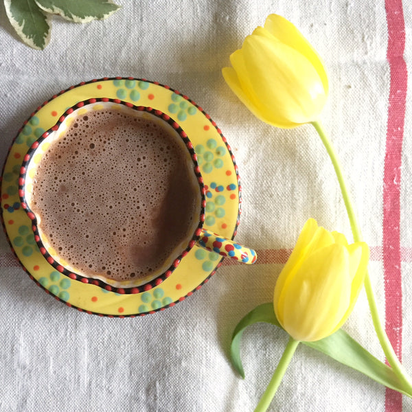 Cup and saucer of hot chocolate