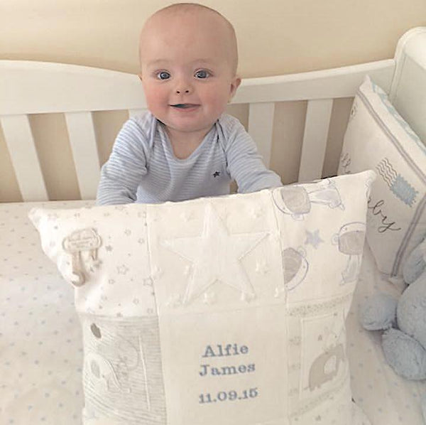 Patchwork New Baby Celebration Cushion