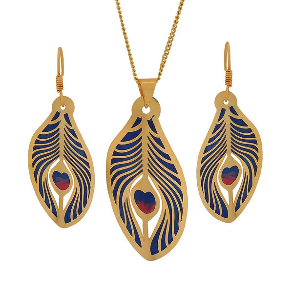 Meenakari Blue Pink Filigree Festival Pendant Set with Earrings - MCHUJP3DC845 Meenakari Blue Pink Filigree Festival Pendant Set with Earrings - MCHUJP3DC845