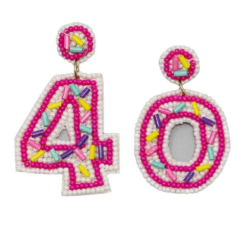 40 Birthday Seed Bead Earrings