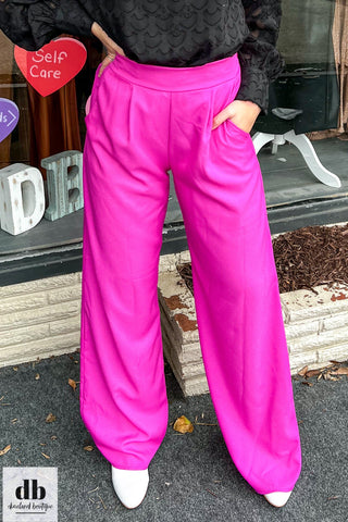 Wide Leg Fuchsia Pants