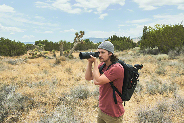 Sony a6600 being used in desert by a man 