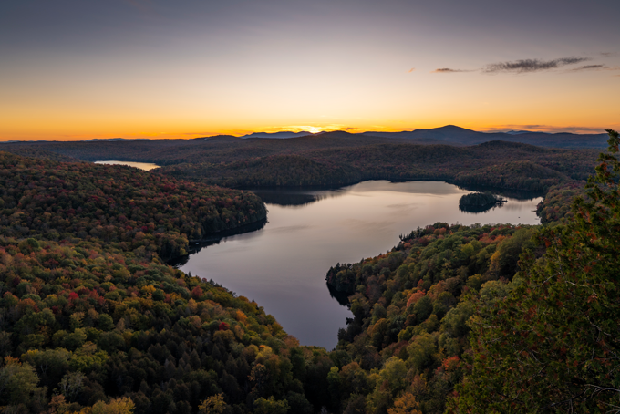 landscape image of lake during sunset taken with Panasonic Lumix 70-200mm F2.8 lens