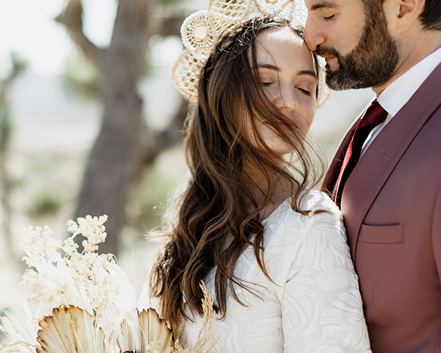 Chelsea Fabrizio photography image of bride and groom at Joshua Tree
