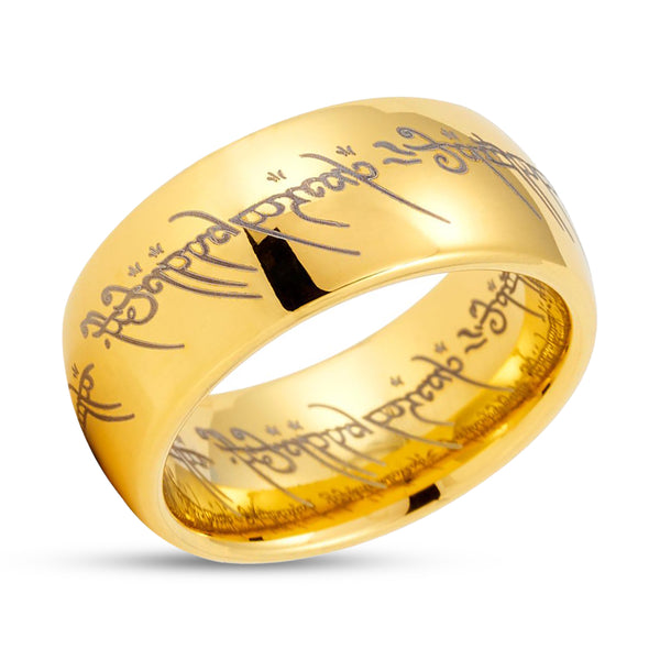 Reflectie doneren kanker Lord Of The Rings - Tungsten Wedding Band - 10mm Ring - Yellow Gold Tu –  Clean Casting Jewelry