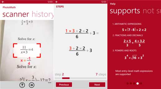 Photomath tablet app