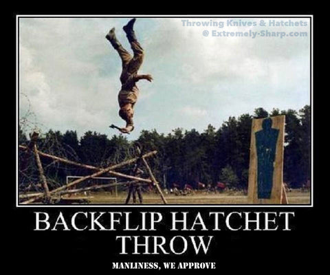 Manly Humor Hatchet Backflip