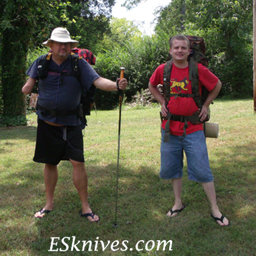 Father Son Backpackers Ready to go