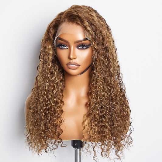 Tedhair 22-24 Inch Pre-Plucked 13"x4" Lace Front Water Wavy Wig Free Part 150% Density-100% Human Hair