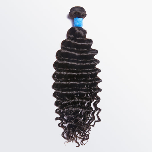 TedHair 10-30 Inch Deep Wavy Virgin Brazilian Hair #1B Natural Black