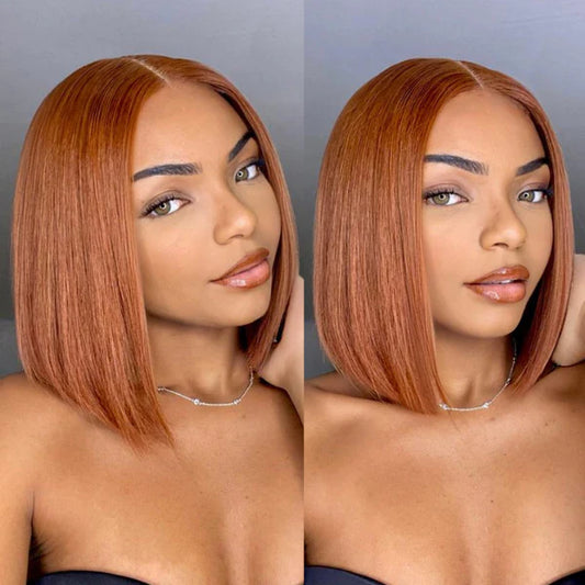 TedHair 10 Inches 4x4 Beginner Friendly Sugar Maple Glueless Mid Part Bob Lace Closure Wig-100% Human Hair