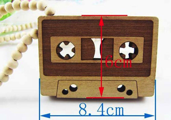 NYFASHION101 Vintage Cassette Tape Wood Pendant 36 Wooden Bead Chain Necklace NYFASHION101 Vintage Cassette Tape Wood Pendant 36 Wooden Bead Chain Necklace
