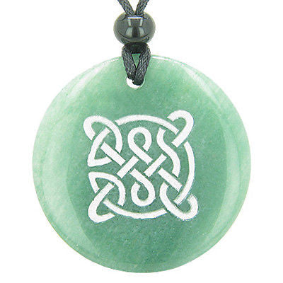 Life Protection Celtic Shield Knot Amulet Green Aventurine Magic Gemstone Circle