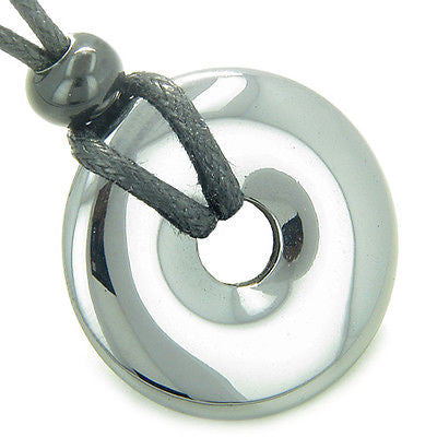 Amulet Lucky Magic Donut Hematite Gemstone Crystals Evil Eye Protection and Good