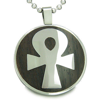 Ankh Egyptian Power of Life Positive Spirit Black Wood Amulet Magic Powers Circl