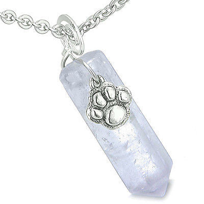 Amulet Lucky Wolf Paw Crystal Point Charm Light Amethyst Gemstone Good Luck and