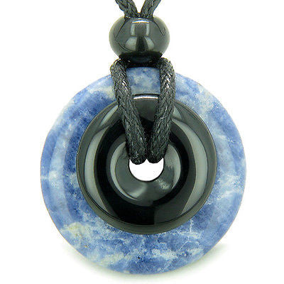 Double Lucky Amulet Magic Donuts Sodalite and Black Onyx Gemstones Spiritual and