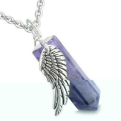 Amulet Angel Wing Archangel Raphael Magic Wand Crystal Point Amethyst Positive S