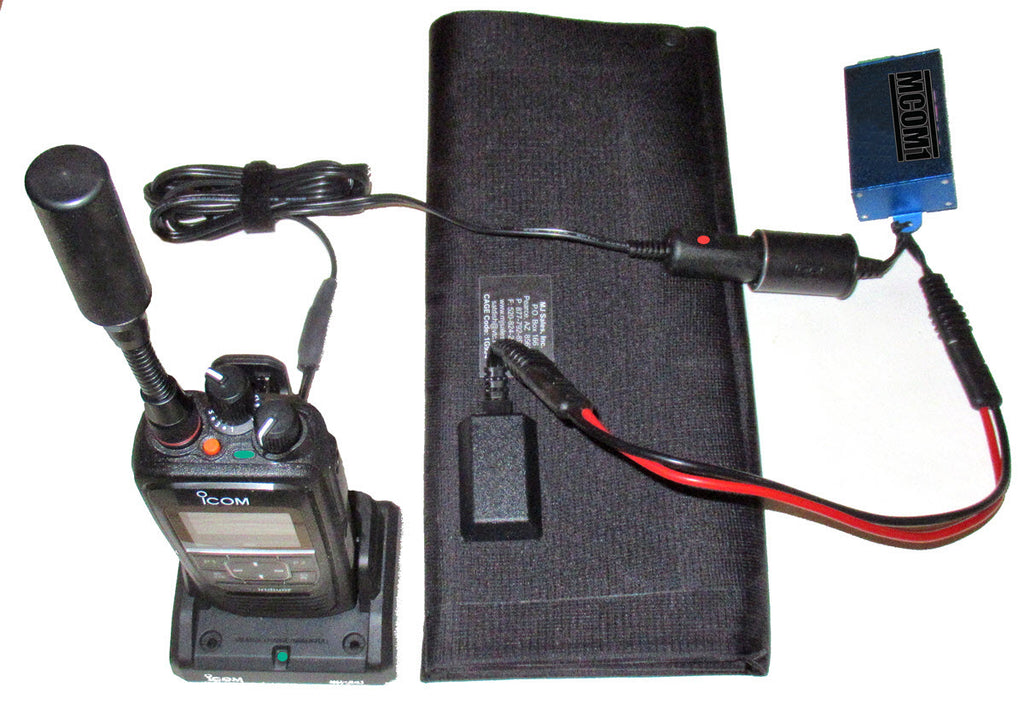 Icom Iridum PTT Radio and solar charger