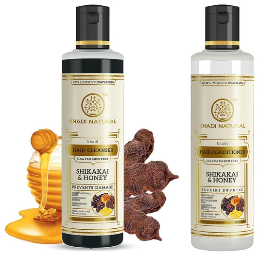 Khadi Natural Ayurvedic Shikakai Honey Hair Cleanser And Hair Conditioner