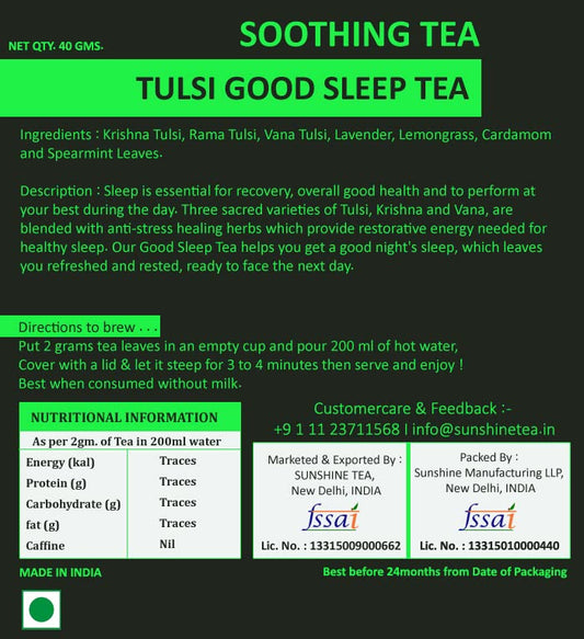 Sunshine Tea Tulsi Good Sleep Tea - Pack of 2 - 40 gm