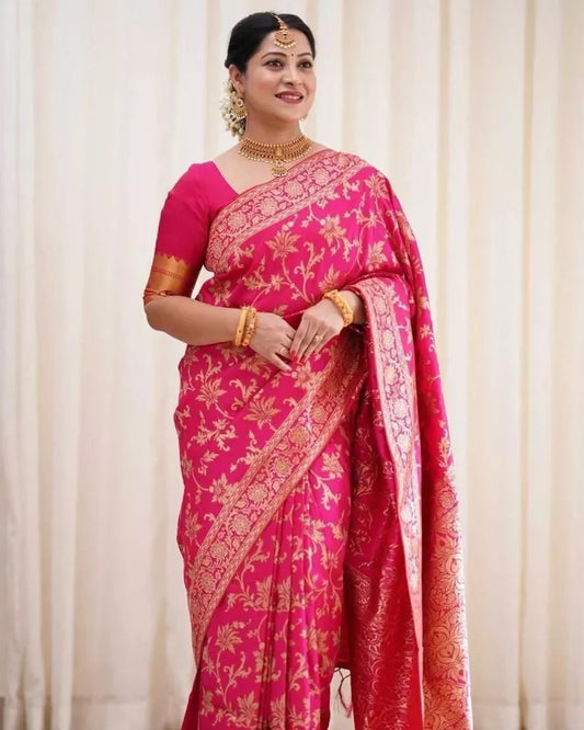 Rani Soft Lichi Silk Jacquard Work Saree