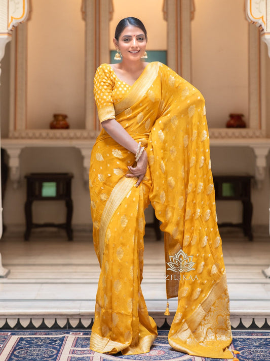 Women's Banarasi Soft Silk Saree With Blouse