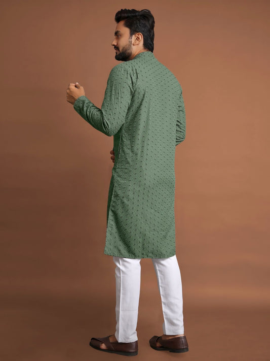 Mens Rayon Cotton Full Sleeve Ethinic Wear Kurta Indian Desi Wear