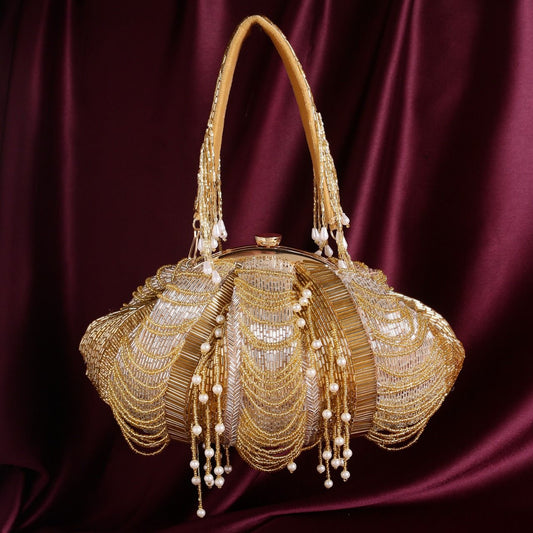Indian Designer Beaded Bridal Potli Clutch bag HN