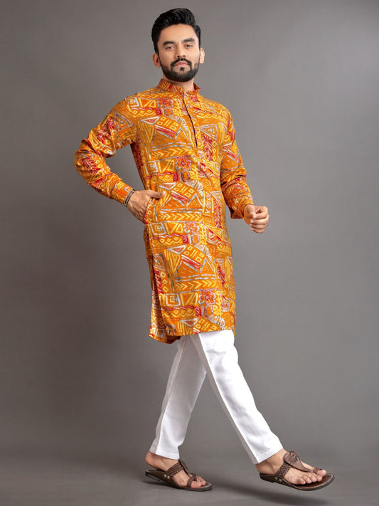 Yellow Premium Soft Cotton Men's Kurta