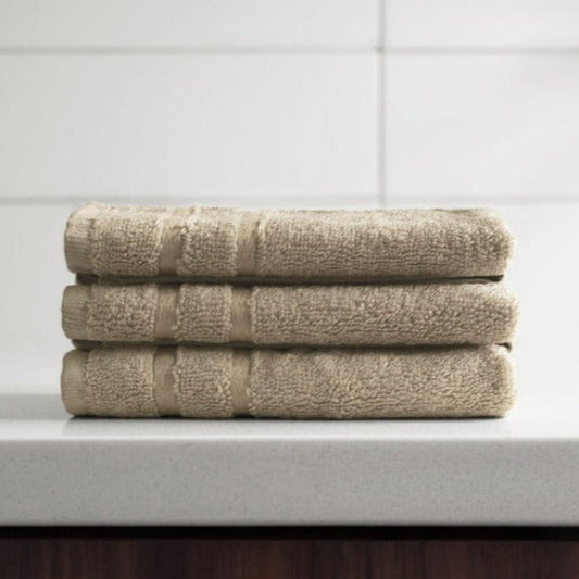 Modern Beige Bamboo Face Towel | 12 inches | Set of 3