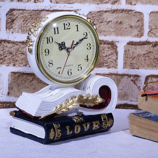 Vintage Books Tabletop Clock Showpiece | Multiple Colors