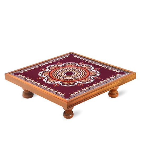 Traditional Maroon Mandala Chowki | Patla