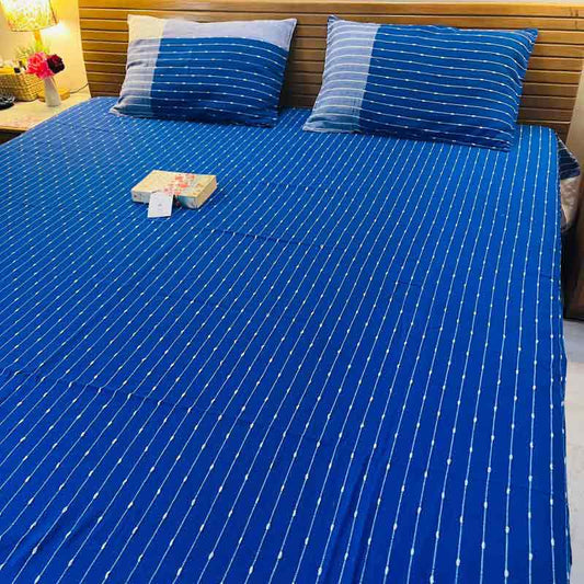 Blue Handloom Cotton Bedsheet |  Double Size